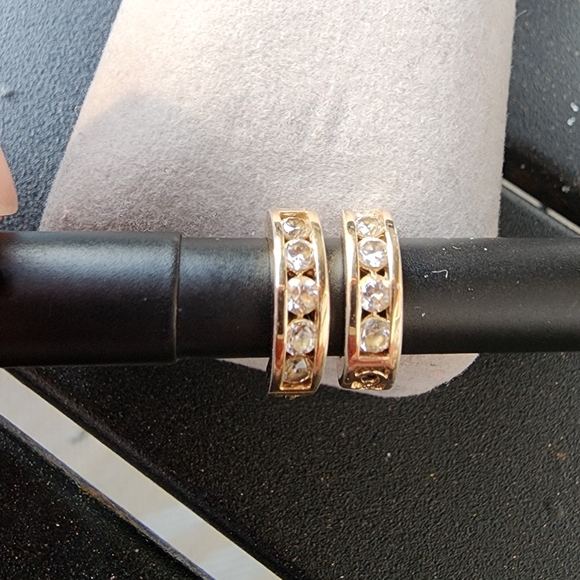 Elegant Moissanite 24k Gold On 925 Hoop Earrings - Picture 9 of 11
